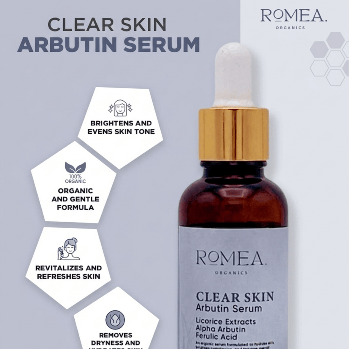 Clear Skin Arbutin Serum - Romea Organics
